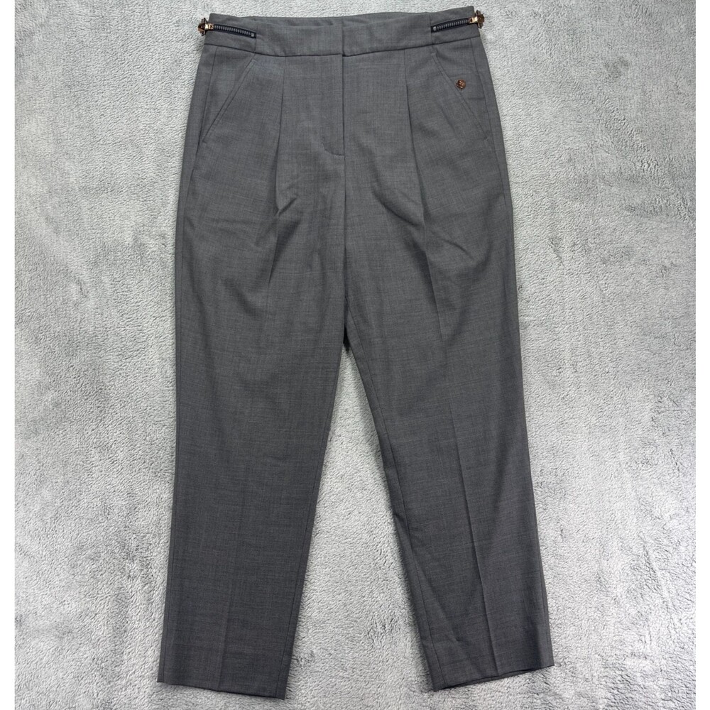 Kit and Ace Dress Pants Women's Size 4 Gray Stretch Pleated Slash Pockets Formal